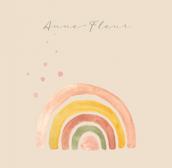 Geboortekaartje regenboog pastel - Anne-Fleur