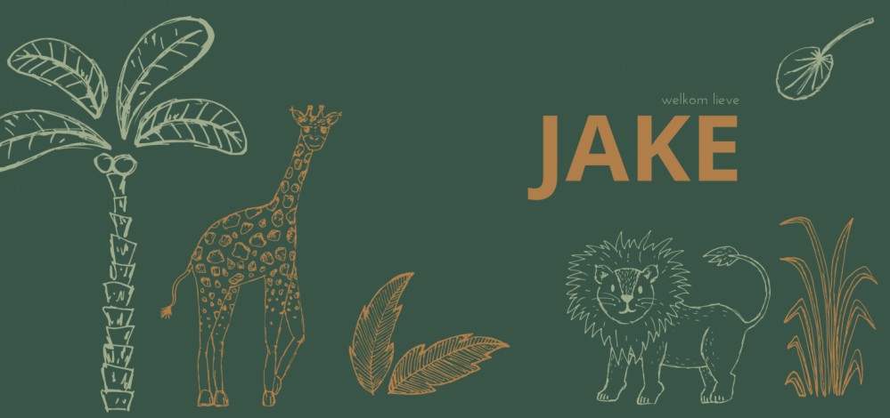 Geboortekaartje jungle dieren groen -  Jake