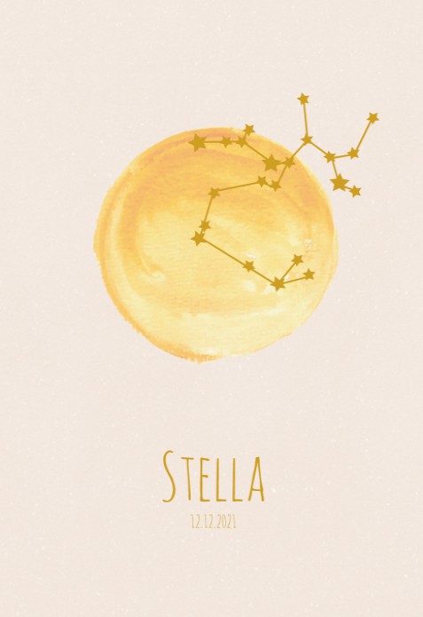 Geboortekaartje sterrenbeeld goud zon - Stella